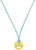 Collier textile avec pendentif rond jaune souriant et cordon bleu