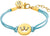 Bracelet textile avec couronne dorée et cordon bleu