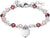 Bracelet argenté avec perles en verre rose et breloque en forme de cœur