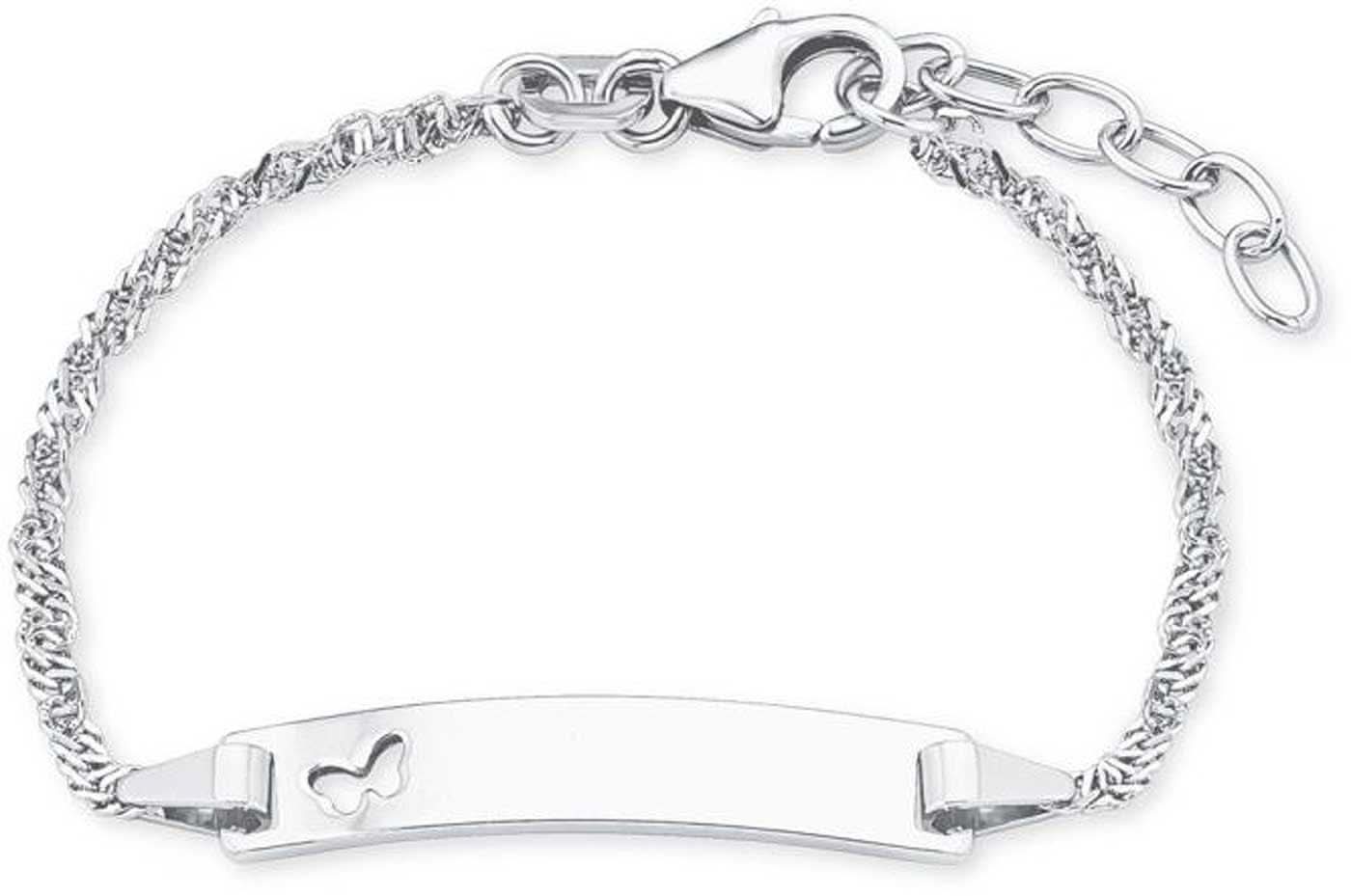 Bracelet enfant argenté avec découpe papillon et fermoir réglable