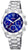 Montre enfant avec cadran bleu et bracelet en métal argenté, chronographe