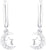Boucles d'oreilles créoles argentées avec pendentifs lune et étoile, suspendues à une boucle