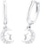 Boucles d'oreilles argentées avec pendentifs lune et étoile, pendantes ovales, créoles