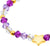 Bracelet avec perles de verre violettes et transparentes ainsi qu'une perle étoile dorée, vue détaillée