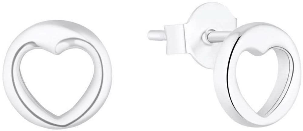 s.Oliver Bijoux Boucles d'oreilles avec découpe cœur, argenté, forme cœur