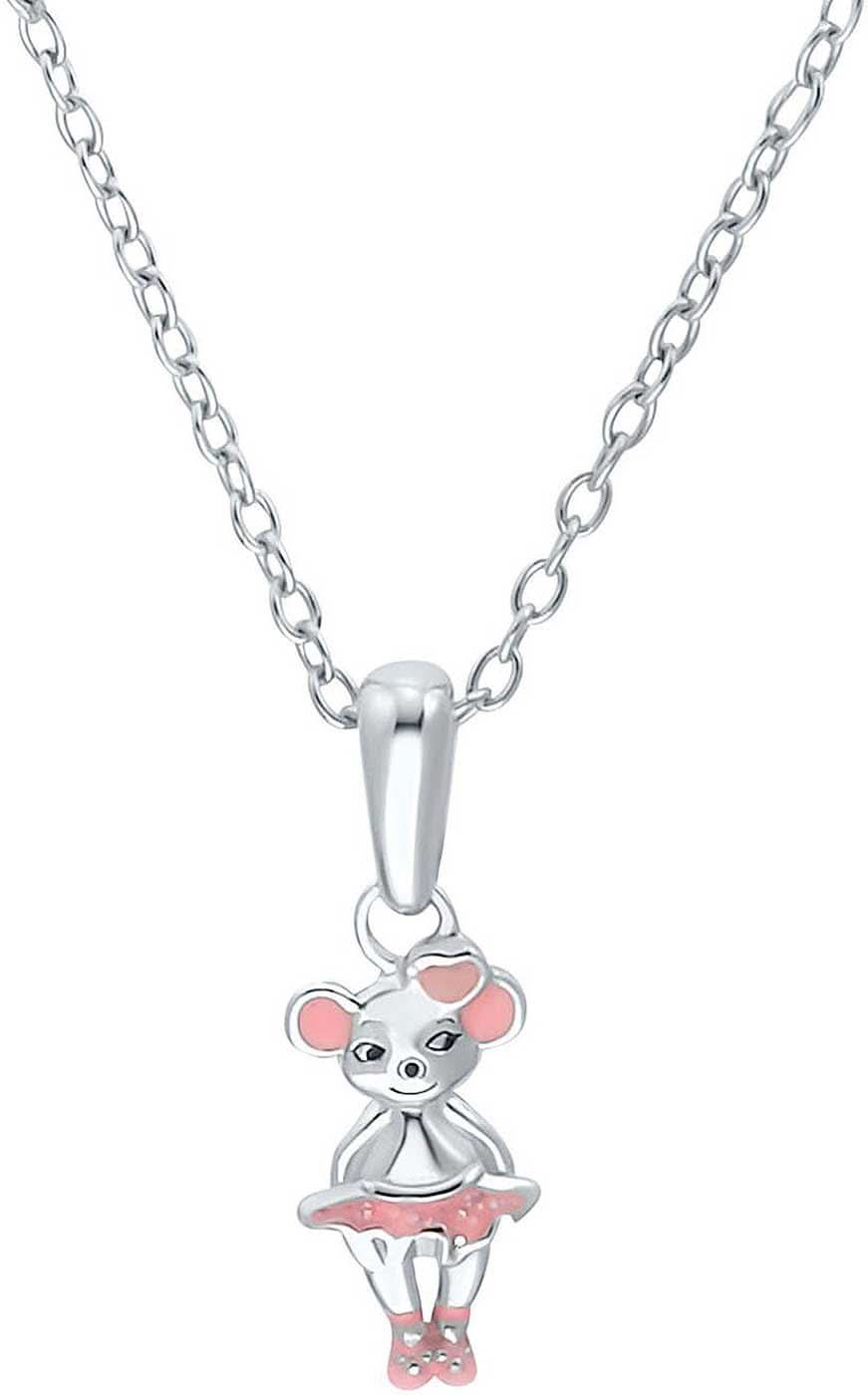 Collier argenté avec pendentif souris et maille fine