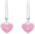 Pendentifs d'oreilles en forme de cœur avec émail rose, bord argenté et pierre scintillante