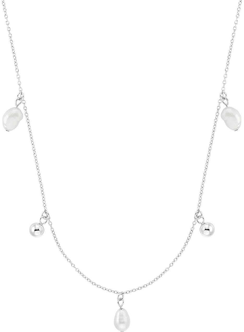 Collier avec chaîne argentée et pendentif perle, éléments de bijoux en forme de goutte