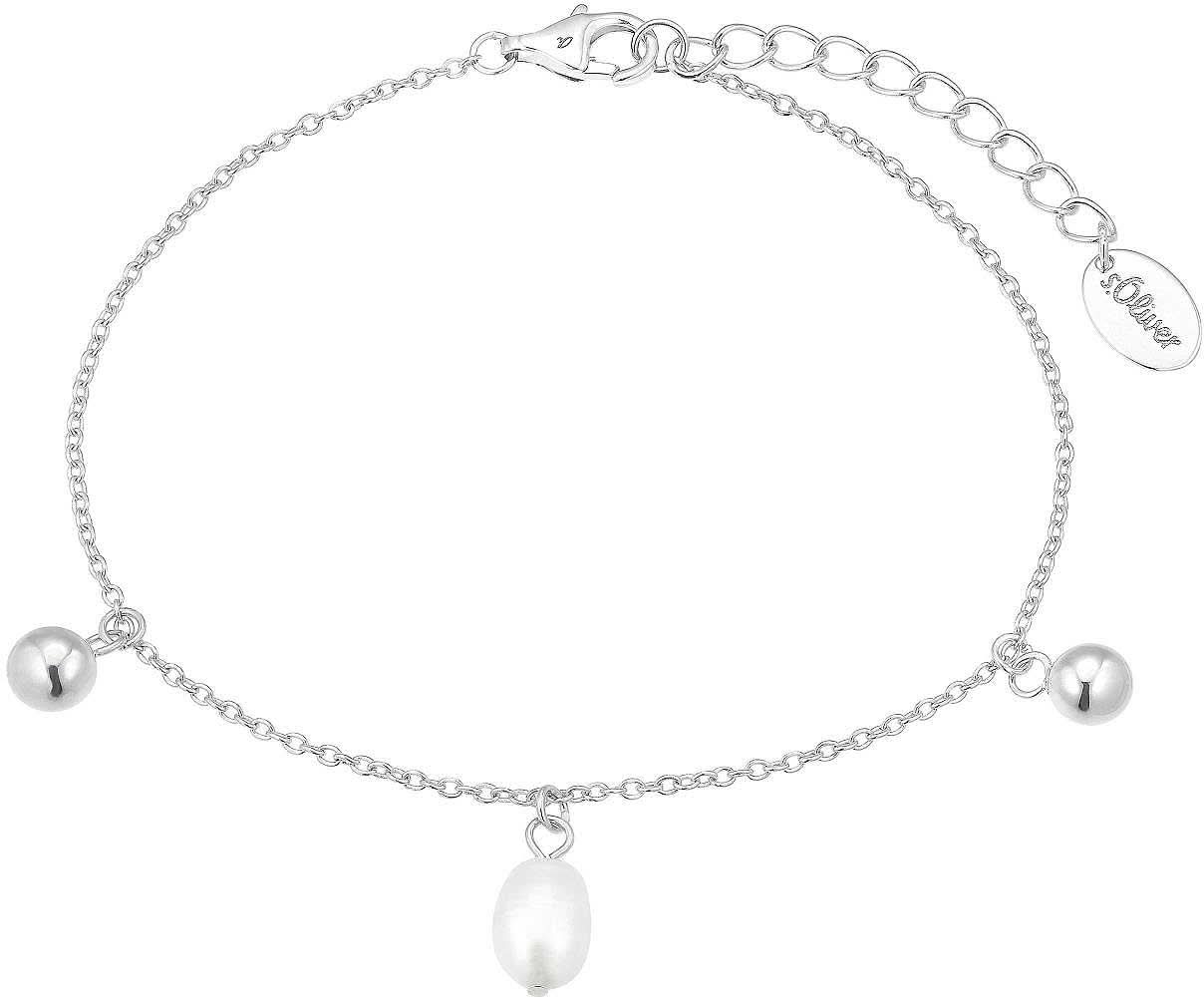 Bracelet s.Oliver avec aspect perles, breloques boules et breloque goutte