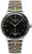 Montre pour femme avec cadran noir et bracelet bicolore en acier inoxydable