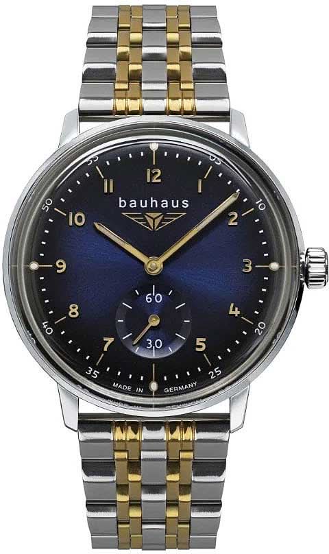 Montre pour femme avec cadran bleu et bracelet bicolore en métal, affichage analogique rond
