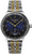 Montre pour femme avec cadran bleu et bracelet bicolore en métal, affichage analogique rond