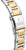 Montre pour femme en vue de côté avec bracelet en métal bicolore et maillons dorés