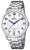 Montre pour homme avec bracelet en acier inoxydable argenté, cadran blanc et trotteuse bleue