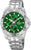 Montre pour homme avec cadran vert, affichage analogique et bracelet en acier inoxydable