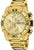 Montre chronographe dorée avec cadran beige et bracelet en métal