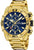 Montre chronographe pour homme avec cadran bleu, bracelet bicolore doré