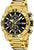 Montre chronographe pour homme avec lunette en acier inoxydable doré, cadran noir et date 27