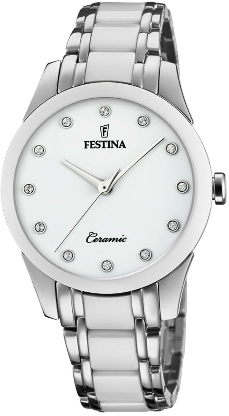 Festina Ceramic F20499/1 Montre Femme • Lunette en céramique • Cristaux Swarovski