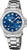 Montre pour femme avec cadran bleu, bracelet en acier inoxydable argenté et lunette ronde