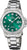 Montre pour femme avec cadran vert, bracelet en acier inoxydable et affichage de la date.