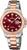 Montre pour femme avec cadran bordeaux, affichage de la date et bracelet bicolore en acier inoxydable