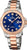 Montre pour femme avec cadran bleu, bracelet en acier inoxydable couleur or rose et affichage de la date