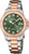 Montre pour femme avec cadran vert, bracelet à maillons couleur or rose et date à 12h