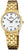 Montre pour femme avec bracelet en acier inoxydable doré et cadran blanc, affichage rond