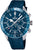 Montre bracelet pour homme avec cadran bleu, lunette en céramique et bracelet foncé