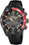 Montre sportive pour homme avec boîtier noir, cadran noir et lunette rouge
