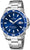 Montre homme avec cadran squelette, look bleu, automatique, bracelet en acier