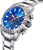 Montre chronographe pour homme avec cadran bleu, boîtier en acier inoxydable et plusieurs sous-cadrans