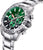 Chronographe pour homme avec cadran vert, boîtier en acier inoxydable et bracelet en métal
