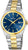 Montre homme bicolore en acier inoxydable avec cadran bleu et accents dorés