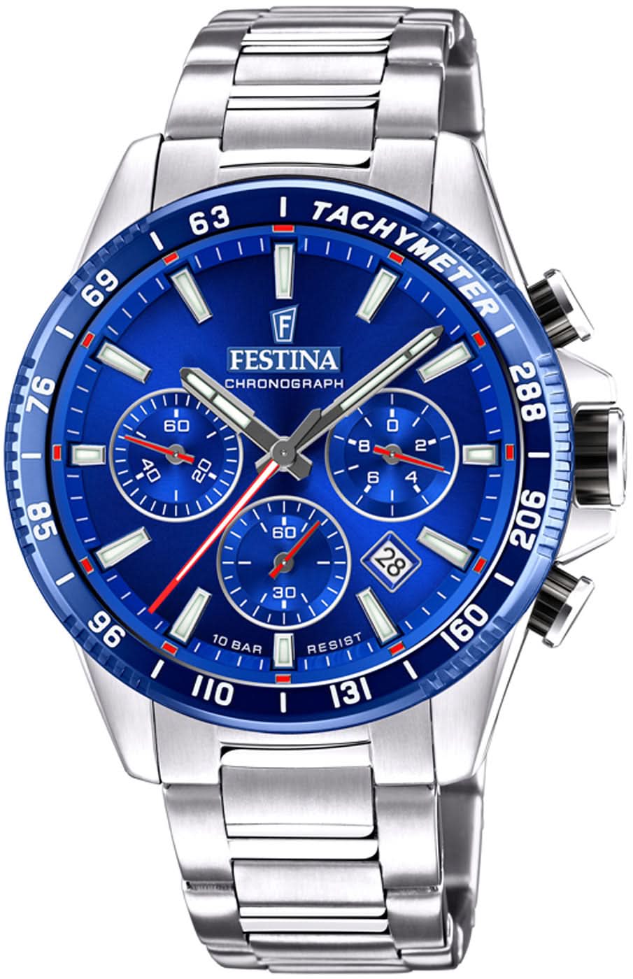 Montre Festina Timeless Chronographe F20560/3 pour homme • Chronographe sportif • Acier inoxydable de haute qualité