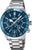 Montre pour homme avec cadran chronographe bleu et bracelet en acier inoxydable
