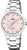 Montre pour femme avec cadran rose, chiffres romains et bracelet en acier inoxydable