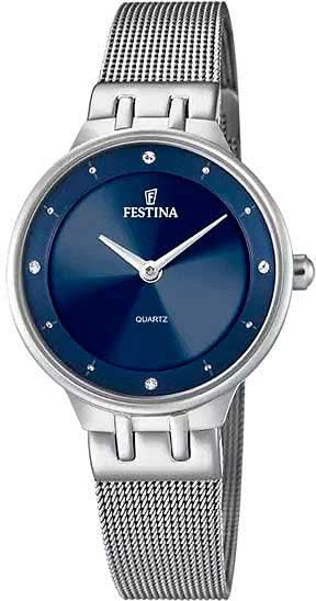 Montre pour femme Festina à quartz avec cadran bleu et bracelet milanais argenté