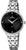 Montre pour femme avec bracelet en acier inoxydable, cadran noir et index argentés, quartz