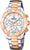 Montre pour femme avec bracelet bicolore en acier inoxydable (argent/or rose) et cadran rond chronographe