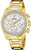 Montre pour femme avec bracelet en acier inoxydable doré et cadran en nacre, lunette scintillante