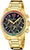 Montre pour femme avec bracelet en acier inoxydable doré, cadran noir et lunette arc-en-ciel