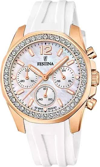 Montre pour femme avec bracelet en silicone blanc, boîtier couleur or rose et lunette en zircone cubique