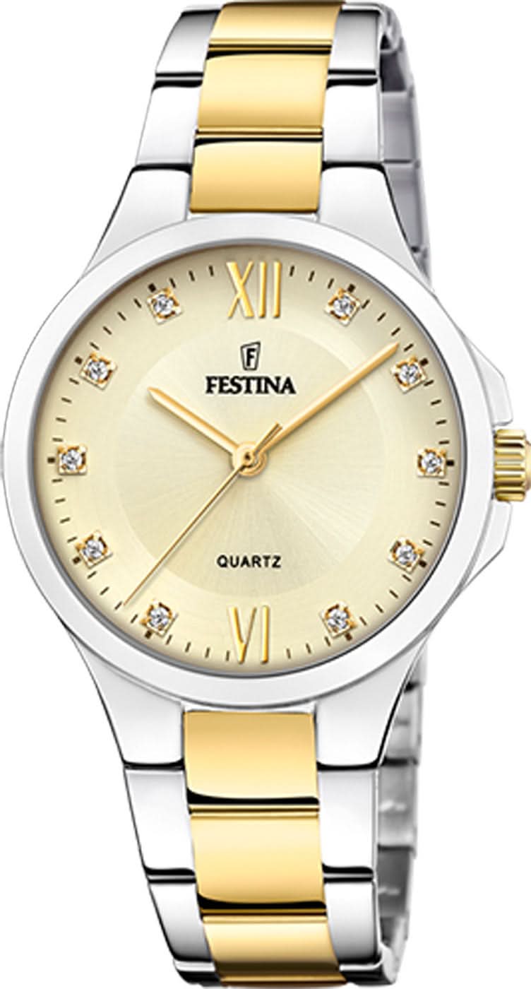 Festina Mademoiselle F20618/1 Montre Femme • Design Bicolore Élégant • Cristaux Scintillants