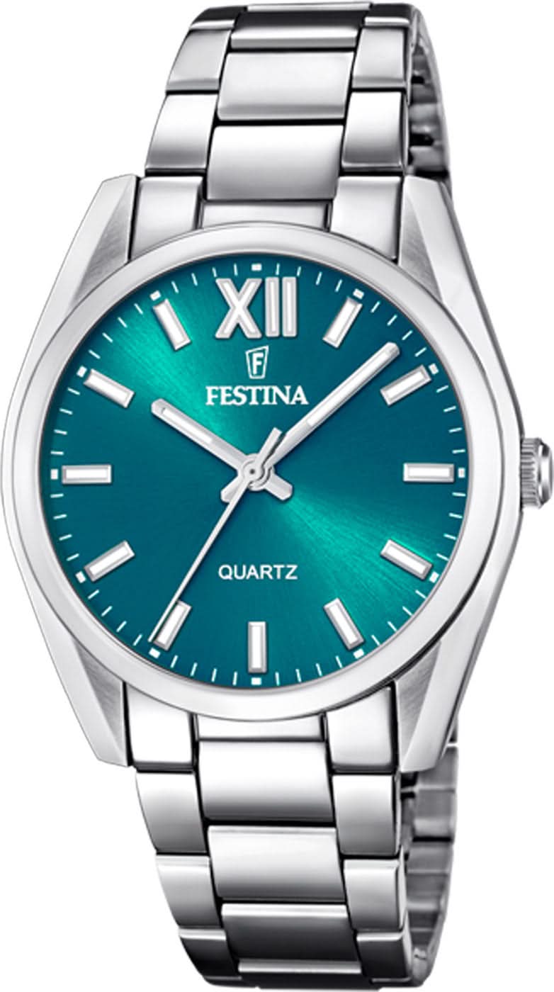 Bracelet de montre pour femme en acier inoxydable avec cadran turquoise, chiffres romains, quartz
