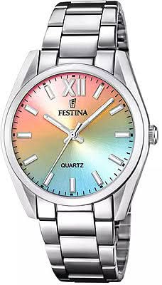 Montre pour femme avec bracelet en acier inoxydable et cadran scintillant turquoise, mouvement à quartz