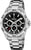 Bracelet de montre pour homme en argent avec cadran noir, sous-cadrans chronographes