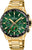 Chronographe pour homme avec cadran vert et bracelet doré