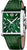 Montre pour homme avec bracelet en cuir vert, boîtier en acier inoxydable argenté et cadran vert